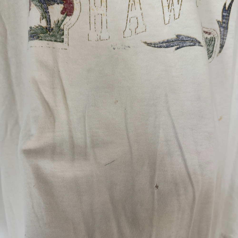 Mens Fruit of the Loom Waikiki Beach Hawaii Graphic T-Shirt XL White Vintage - Picture 6 of 6